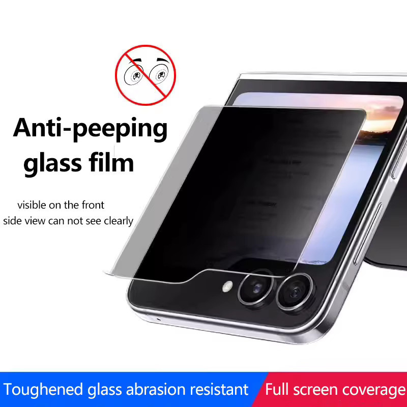 9H Anti-Spionage-Sichtschutzfolie aus gehärtetem Glas für Samsung Galaxy Z Flip 7 SE, Z Flip 7, Z Flip 6 und Z Flip 5 5G, transparent, kratzfest - Bild 6