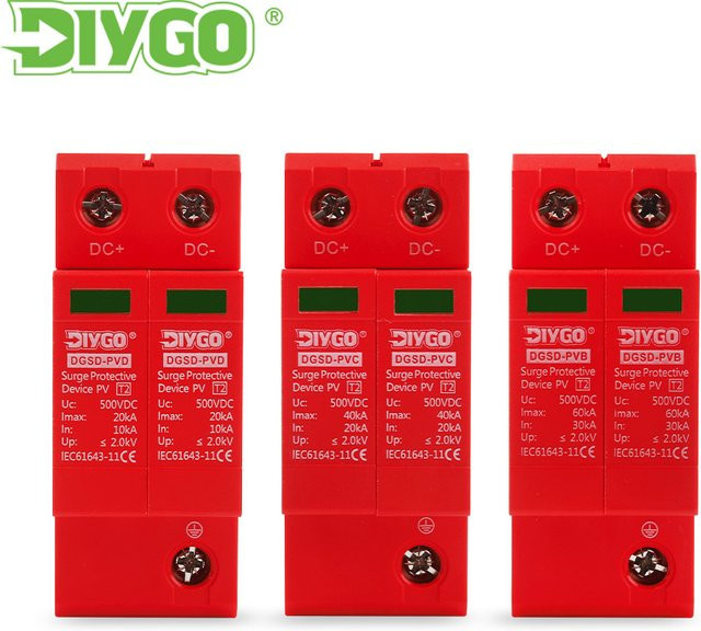 DIY GO DC SPD Überspannungsschutzgerät für PV-Solarsysteme, 2P, Farbe: Rot - Bild 1