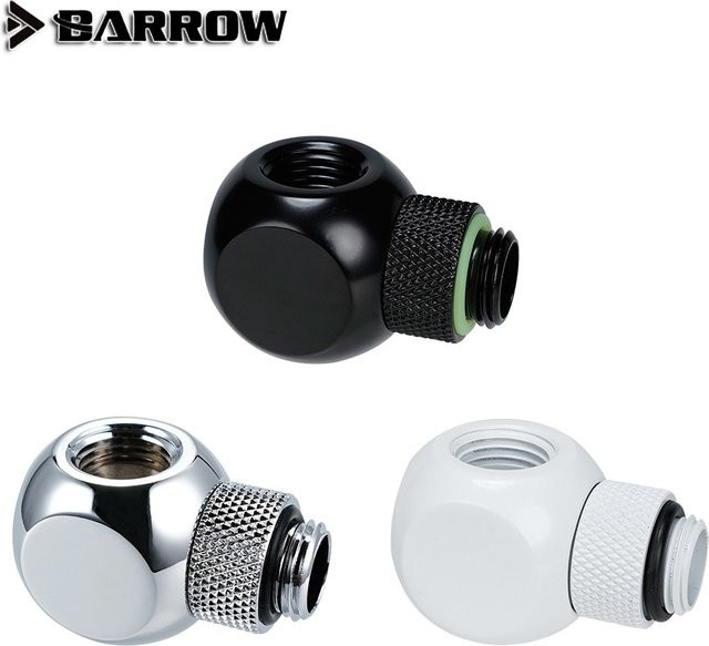 Barrow G1/4" 3-Wege-360-Grad-Drehverbinder für Computer-Wasserkühlung, Schwarz/Hellsilber/Weiß, TX3T-A01 - Bild 1