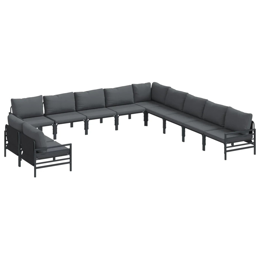 vidaXL Garten-Sofa-Set 11-teilig aus anthrazitfarbenem Stahl mit UV-beständigen Polstern - Bild 2