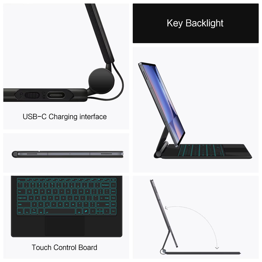 Magnetische Smart Keyboard Tastaturhülle für Samsung Galaxy Tab S7 S8 S9 S10 FE Plus Ultra in Schwarz - Bild 3