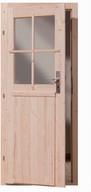 Ultiness Gartenhaus Einflügeltür aus Holz mit Glas in Beige, B: 94 cm, H: 183 cm, Stärke: 28 mm - Bild 1