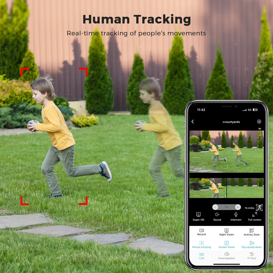 BESDER 15 MP WLAN-IP-Kamera PTZ mit 180 Grad Weitwinkel, Auto-Tracking, 5-fachem Digitalzoom und O-Kam Pro App Unterstützung - Bild 5