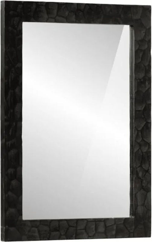 vidaxl Badspiegel Schwarz aus Massivholz Mango und Glas, Rechteckig, Wandmontage, B/H/T: 50 x 70 x 2,5 cm - Bild 1