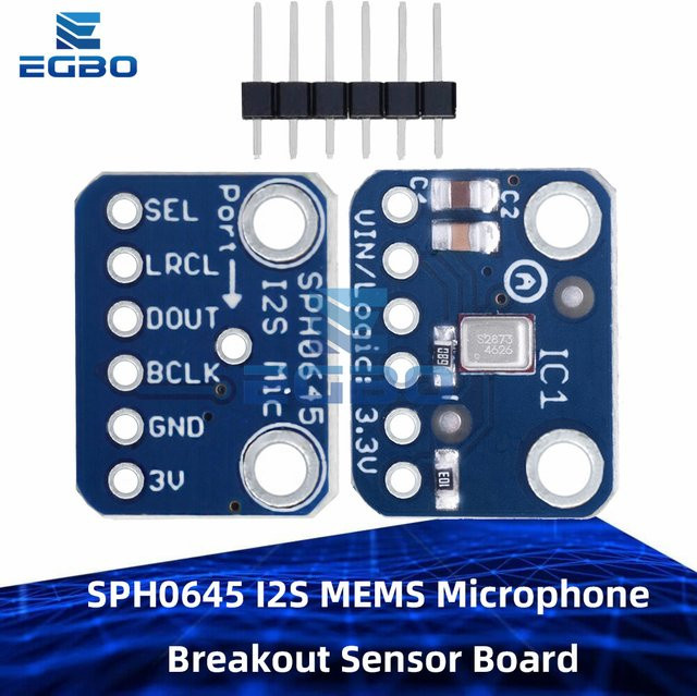EGBO SPH0645 I2S MEMS Mikrofon Breakout Sensor Board Modul SPH0645LM4H für Arduino und Raspberry Pi, Blau - Bild 1