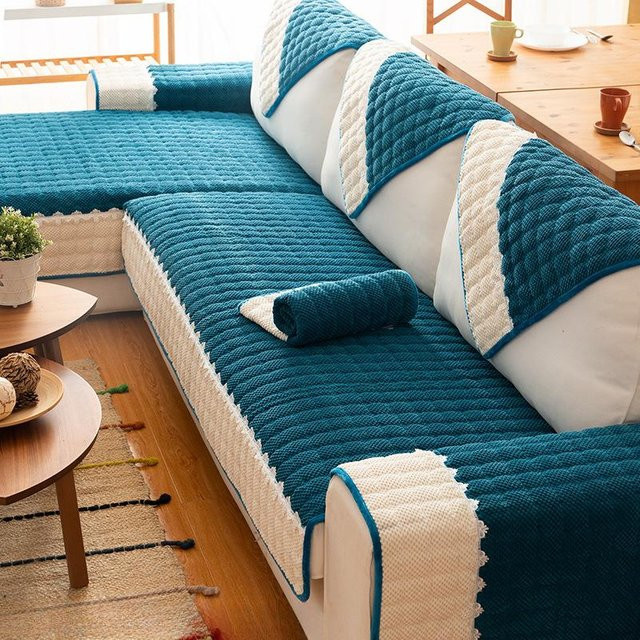 Super Six Sofa-Sitzbezug aus Baumwolle und Leinen, einfarbig, B/B/H: 70 x 70 cm - Bild 1