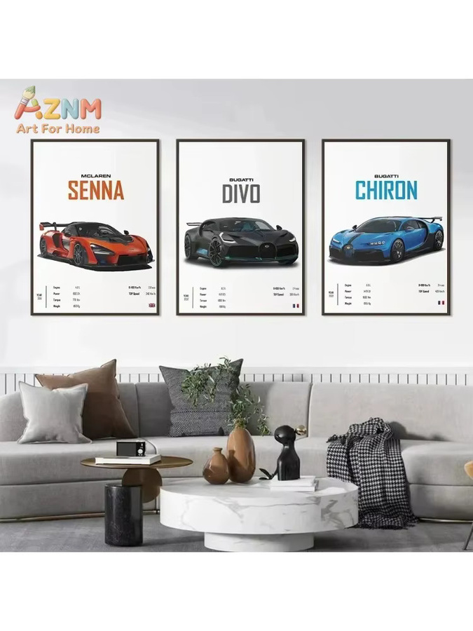 Rastar Hypercar Leinwand-Wandkunst McLaren Senna Bugatti Divo Chiron Poster Multicolour - Bild 3