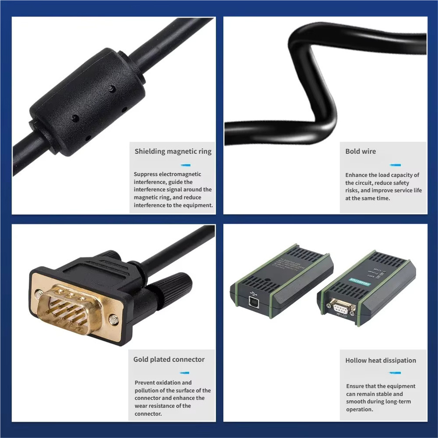 Siemens USB-Programmierkabel 6ES7972-0CB20-0XA0 PC-Adapter für S7-200/300/400 SPS RS485 Profibus MPI PPI DP Kommunikation in Schwarz - Bild 3