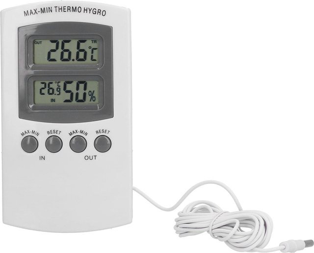 GoolRC LCD Temperatur- und Feuchtigkeitsmonitor zur Wandmontage in Weiß - Bild 1