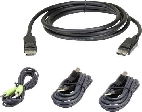 ATEN KVM Anschlusskabel in Schwarz mit DisplayPort, USB 2.0 A und 3,5 mm Klinke - Bild 1