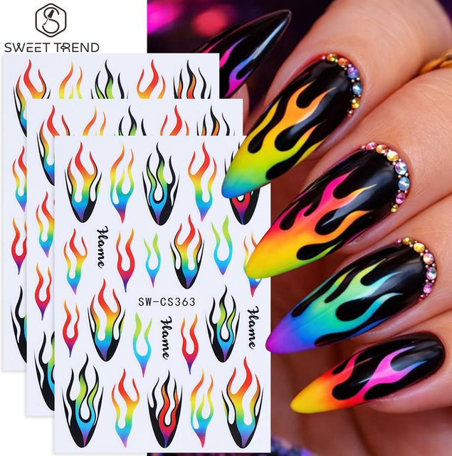 SWEET TREND Nagelkunst-Sticker, 3er-Set, Regenbogenfarben, Unisex - Bild 1