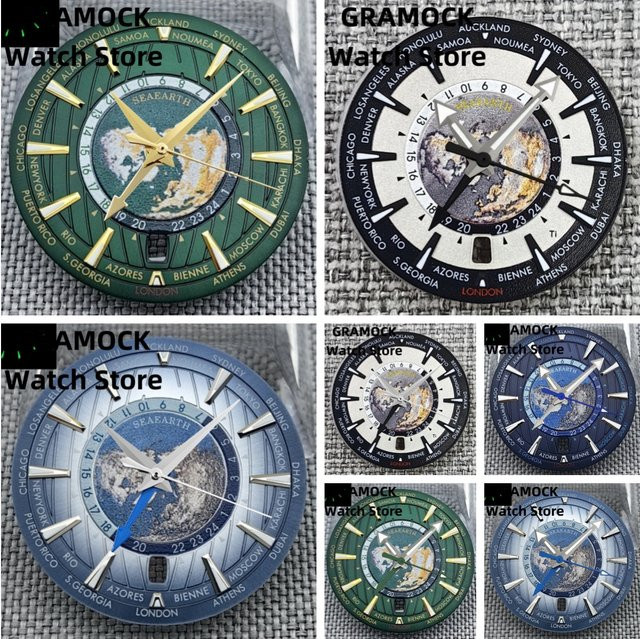 GRAMOCK Uhrenzubehör, Universal Time, 33,5 mm, NH34 Uhrwerk, Unisex - Bild 1