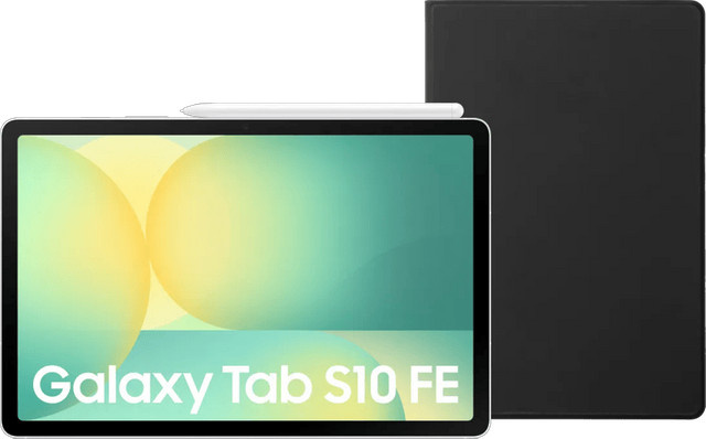 Samsung Galaxy Tab S10 FE 10,9 Zoll 128GB Wi-Fi Silber mit BlueBuilt Book Case Schwarz - Bild 1