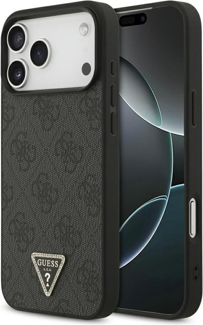 Guess MagSafe-Hülle für Apple iPhone 18 Pro Max und iPhone 17 Pro Max mit 4G Triangle Strass in Schwarz - Bild 1