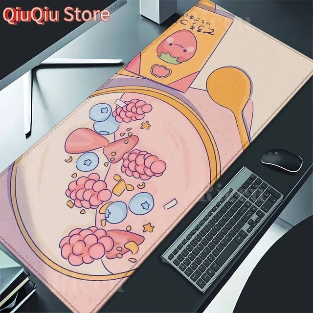 Potdemiel Gaming-Mauspad Rosa Cartoon-Blumen und Katze, B/T: 900 x 400 mm - Bild 1
