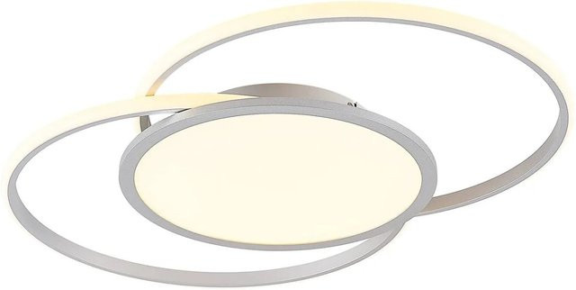 Lucande LED Deckenleuchte Senne 9956105 in Alu-Grau, dimmbar mit Leselampe und Fernbedienung, moderne 1-flammige Schlafzimmerleuchte aus Metall - Bild 1