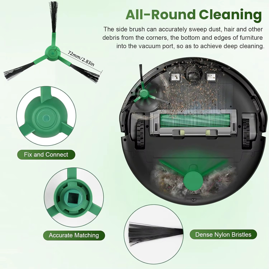 Ersatzteil-Set für iRobot Roomba 205 DustCompactor Vac / Combo Sweeper Roboterstaubsauger mit Hauptbürste, Seitenbürste, Wischtüchern und HEPA-Filtern - Bild 2