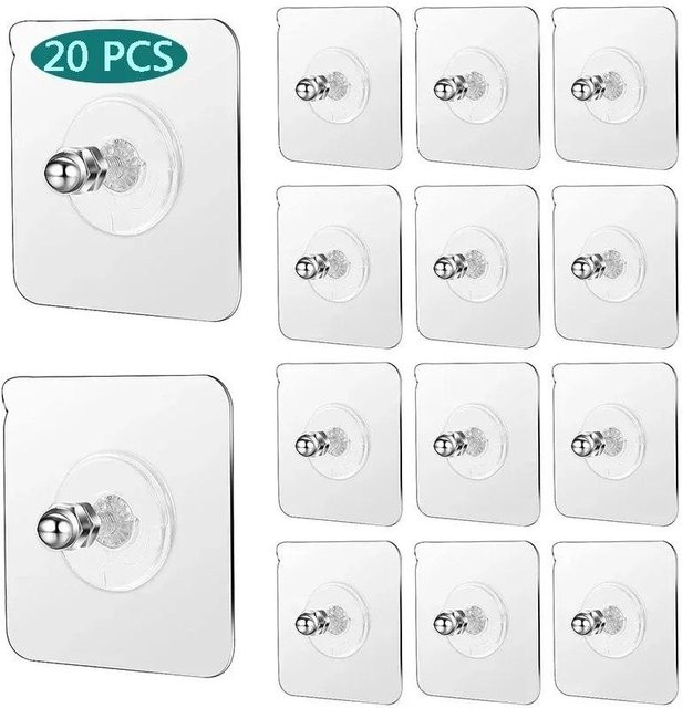Selbstklebende Wandhaken von YH-Led Lighting in Transparent, 20 Stück aus PVC für Rahmen, Poster und Fotos - Bild 1