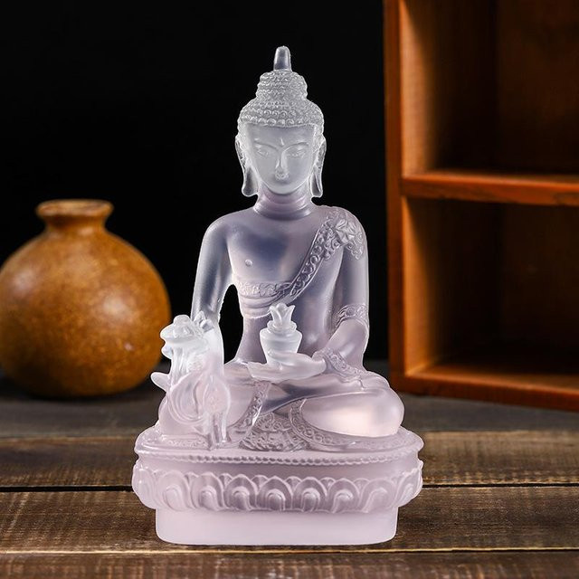 Buddha Statue Zen Deko Ornament aus Harz in Weiß, H x B x T: 13 x 8 x 5 cm - Bild 1