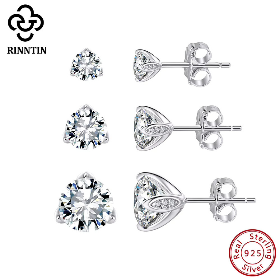 Rinntin Ohrstecker, 925 Silber, Moissanit-Diamant, Damen - Bild 2