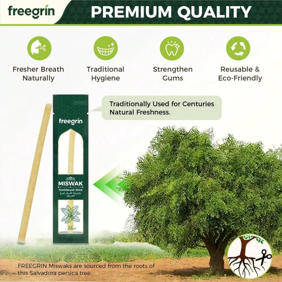 FREEGRIN Natur-Miswak-Zahnbürstenstäbchen mit Minzgeschmack, Unisex - Bild 2