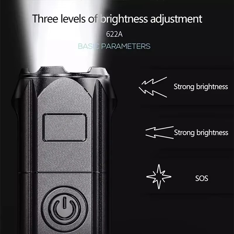 KDULIT Taktische LED Taschenlampe, USB wiederaufladbar, wasserdicht, Schwarz - Bild 4