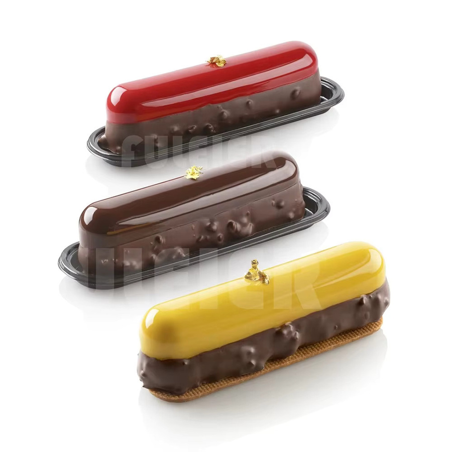 Fuleier Silikon Backform für Mousse, Dessert und Schokolade mit 3D-Streifen-Design, Weiß, B/T/H: 29,5 x 6,0 x 2,5 cm - Bild 2