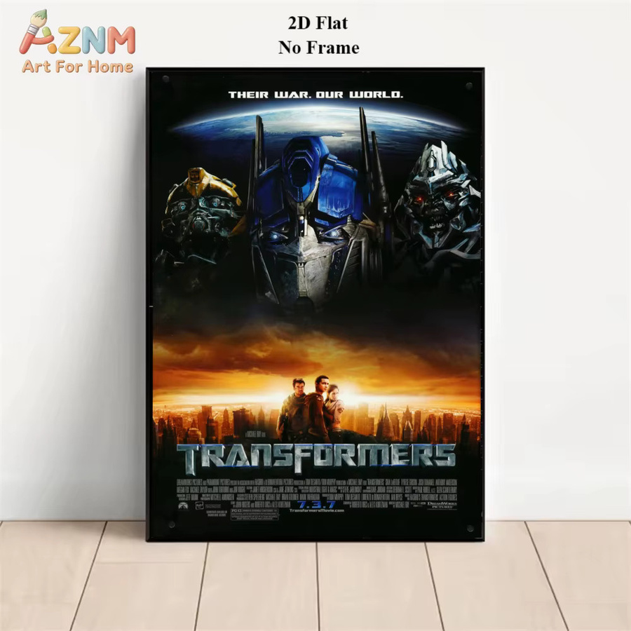 AZNM Transformers 2007 Filmplakat Rahmenlose Leinwand Wandkunst mit Optimus Prime, Bumblebee und Megatron in Multicolour - Bild 4