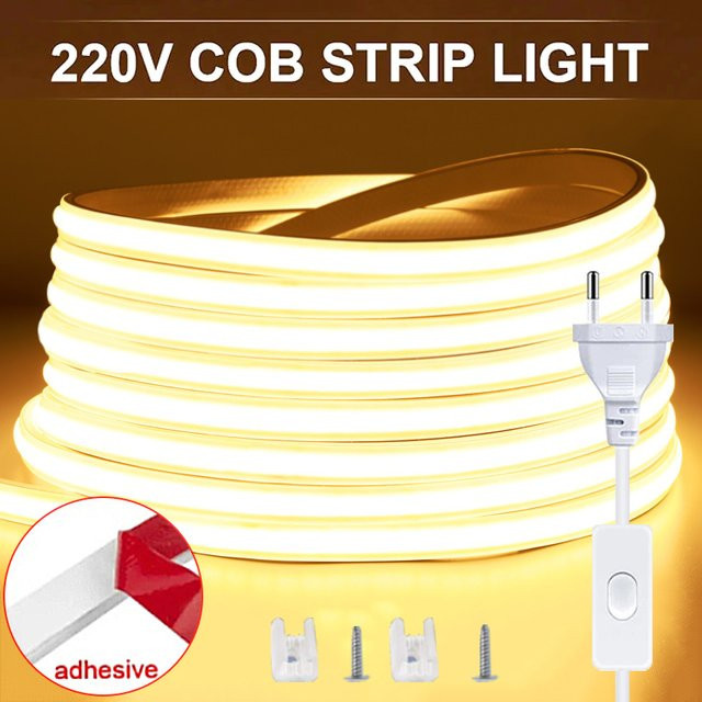 Mikenoon COB LED-Streifenlicht Warmweiß 220 V mit EU-Stecker für Küche und Zuhause - Bild 1