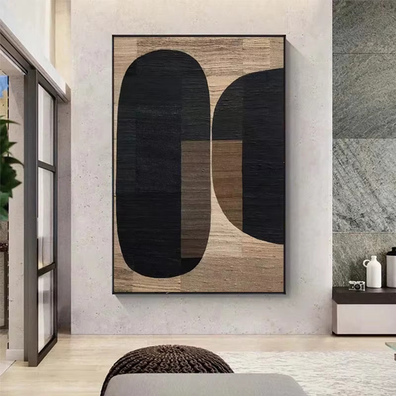 Potdemiel Retro Abstrakte Geometrie Leinwand Wandkunst Schwarz Weiß - Bild 2
