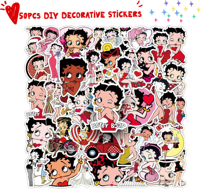 Betty Boop Aufkleber, 50-teiliges Set, Bunt / Mehrfarbig - Bild 1
