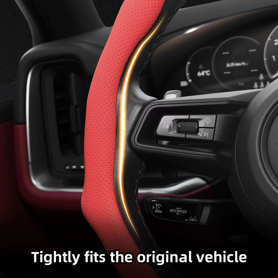 Hocasen Mini-Lenkradbezug aus perforiertem Leder für Countryman Cooper 2, 4-türig, Cabrio SE All4 R56 F56 R50, Schwarz-Rot - Bild 1
