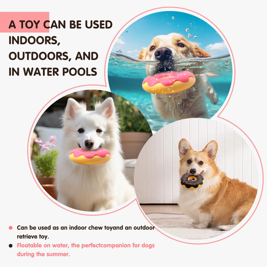 Qzee Gummi-Donut-Hundespielzeug, mit Funktionen zum Zähneknirschen, Zahnreinigung, interaktiver Begleitung, Entspannung und zur Ausdruckssteigerung - Bild 3
