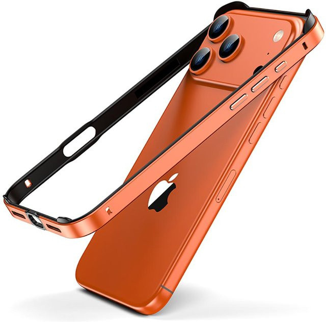 NYFundas Bumper Hülle aus Aluminium und Silikon für iPhone 17 Pro, 17 Air, 16 Pro Max und weitere Modelle in Kosmisches Orange - Bild 1