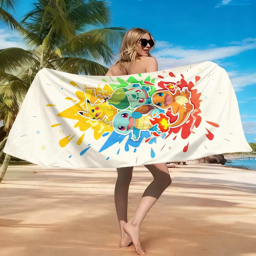 Potdemiel Pokemon Strandtuch, schnelltrocknend und super saugfähig, Multicolour - Bild 2