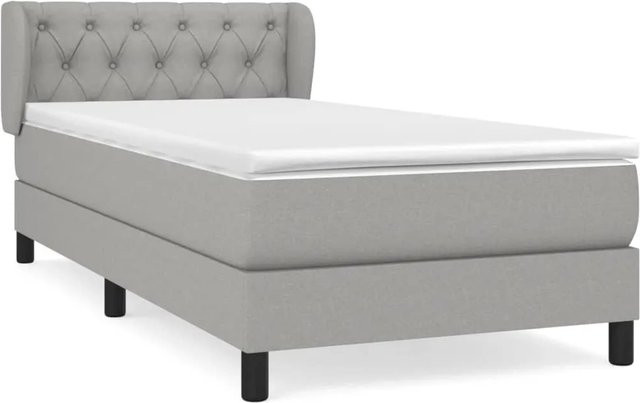 vidaXL Boxspringbett mit Matratze Hybrid-Design aus massivem Lärchenholz und Stoff in Grau, B/T/H: 80 x 200 x 83 cm - Bild 1