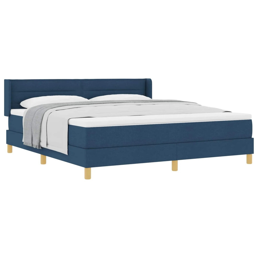 vidaXL Boxspringbett mit Matratze und Kopfteil in Blau, modernes Design aus Stoff und Holz, B/T: 180 x 200 cm - Bild 2