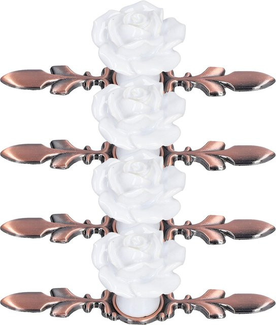 Antiker Rose Einlochknauf von KONNWEI aus Keramik und Zink in Weiß und Grünbronze für Schrank und Kleiderschrank - Bild 1