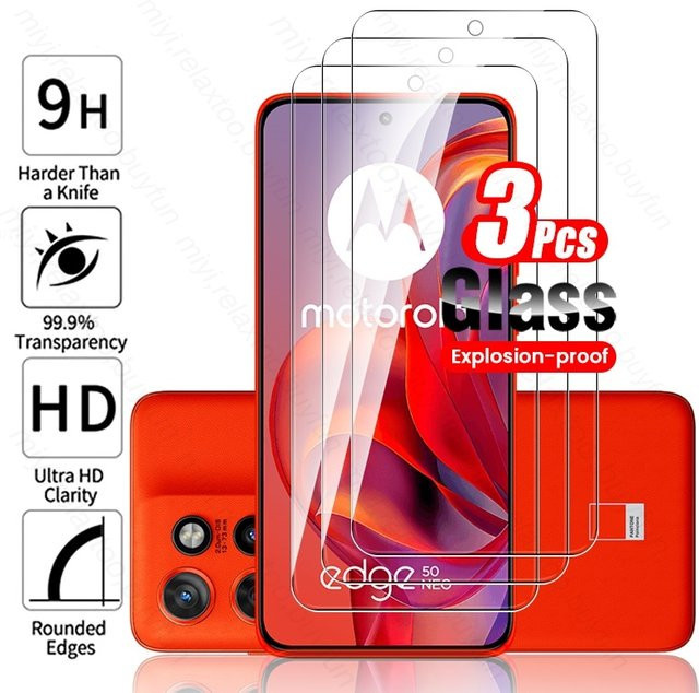 3er-Pack Panzerglas für Motorola Edge 50 Neo 5G, transparentes Displayschutzglas aus gehärtetem Glas - Bild 1
