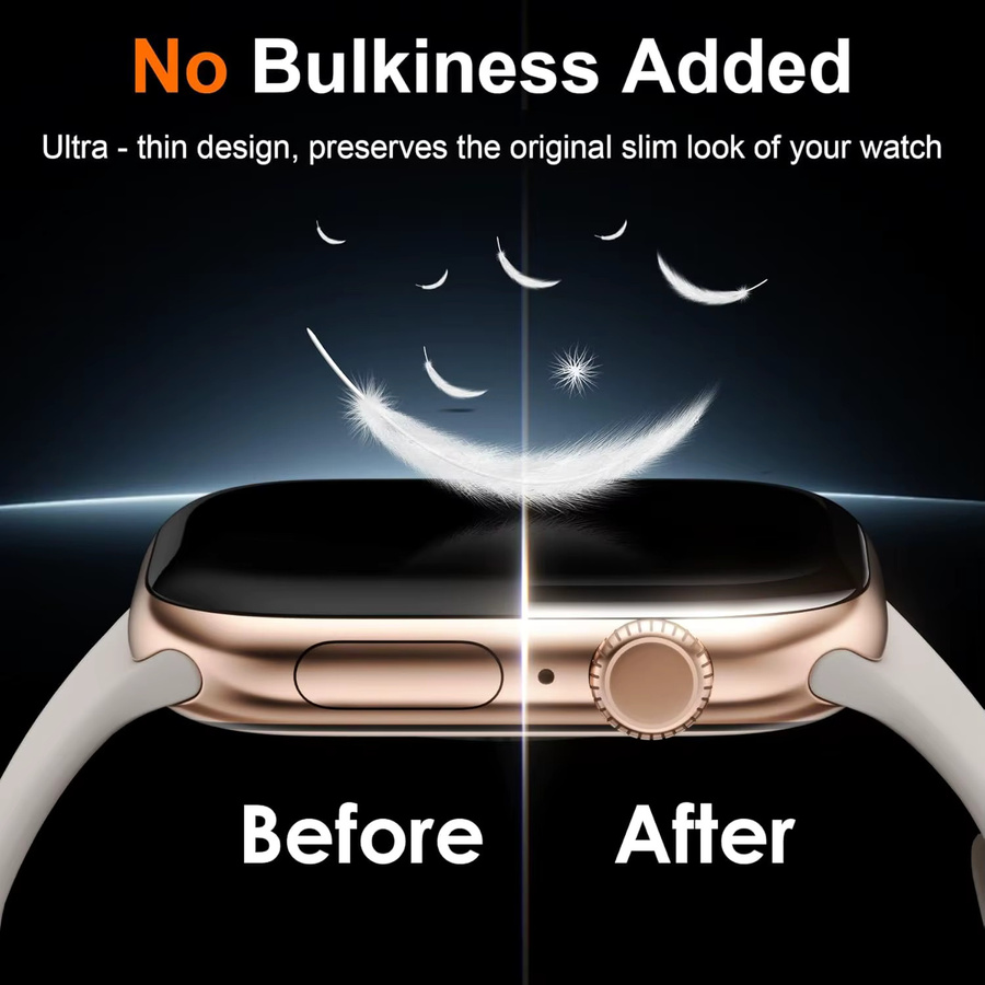 VATMENS Displayschutzfolie aus Glas und Hülle für Apple Watch Serie 3 bis 9 sowie SE in Schwarz und Grün - Bild 4