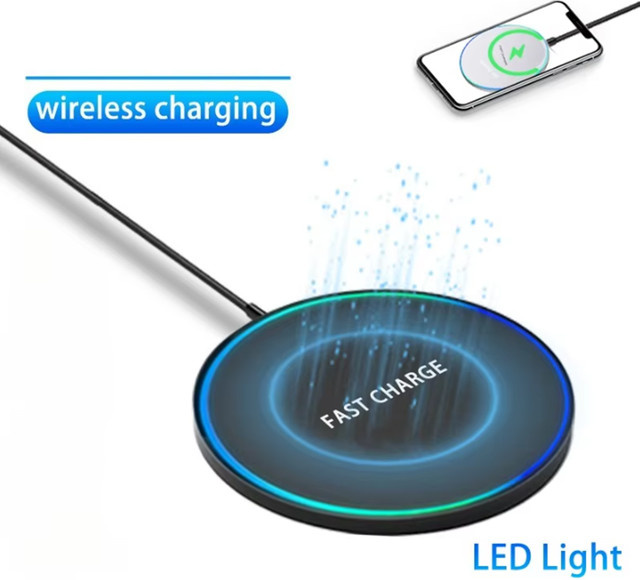 VIKEFON Desktop Mini Kabelloses Ladegerät mit LED-Licht für iPhone, Samsung und AirPods, Schnelle Ladestation in Schwarz oder Weiß - Bild 1