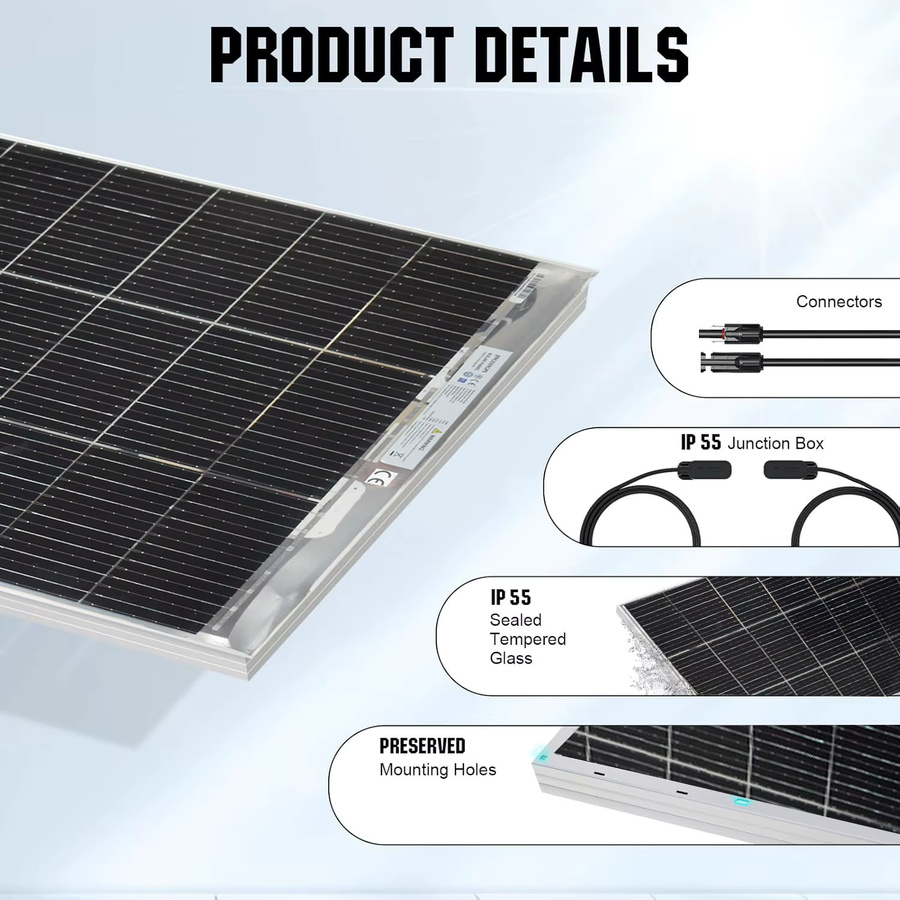 JINGYANGPV Bifaziales transparentes Solarmodul 120W 18V für Balkon und Outdoor - Bild 6