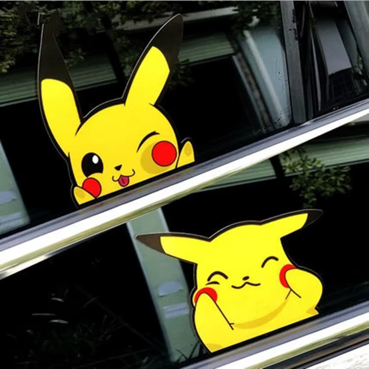 Wasserfeste Pokemon Peek Sticker von Bandai mit Squirtle und Pikachu in Gelb für Auto und Wand - Bild 2
