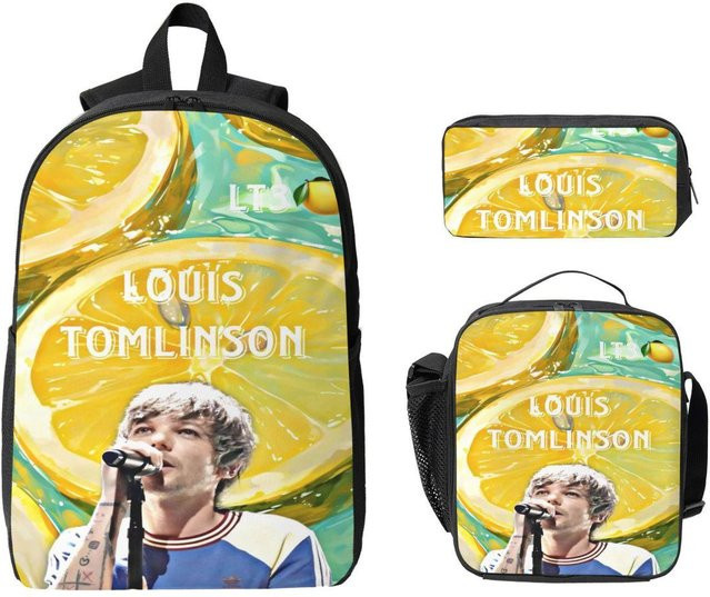 3-teiliges Louis Tomlinson Lemonade Tour 2025 Schulset von Fancy Style Studio mit Rucksack, Federmäppchen und Brotdose in Multicolour - Bild 1