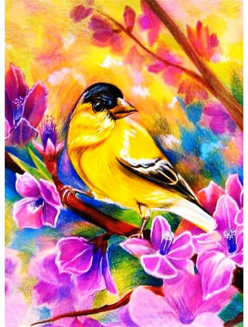 FIYO 5D DIY Diamantmalerei Tiere Mosaik Stickerei in Gelb, B/H: 20 x 30 cm - Bild 1