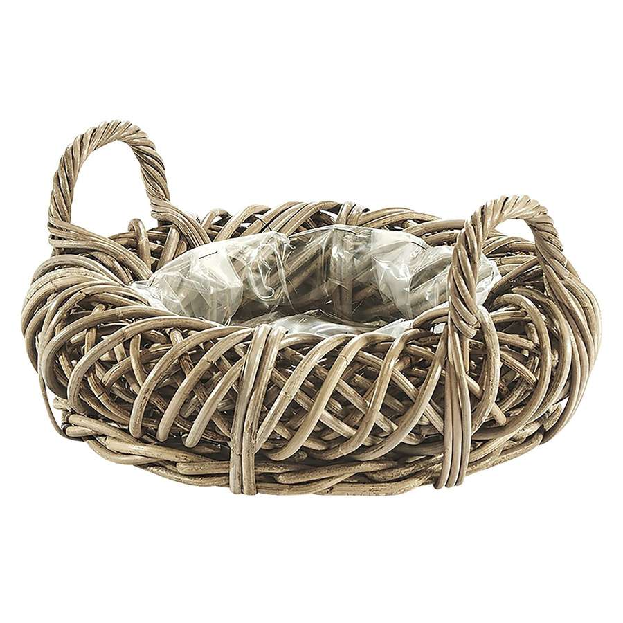 Kobolo Pflanzschale Pflanzring Rattan in Grau mit Folie Durchmesser: 40 cm - Bild 2