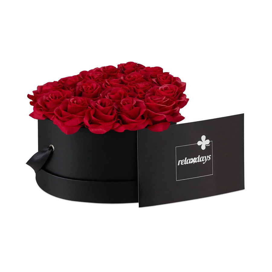Relaxdays Rosenbox Herzförmig in Schwarz und Rot mit 18 Rosen, B/T/H: 21 x 13 x 19 cm - Bild 2