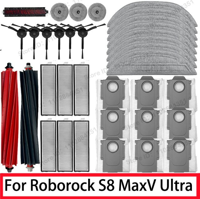 Roborock Ersatzteil-Set für S8 MaxV Ultra, S8 Max Ultra und G20S mit Seitenbürsten, HEPA-Filtern, Mopp-Tüchern und Staubbeuteln in Multicolour - Bild 1