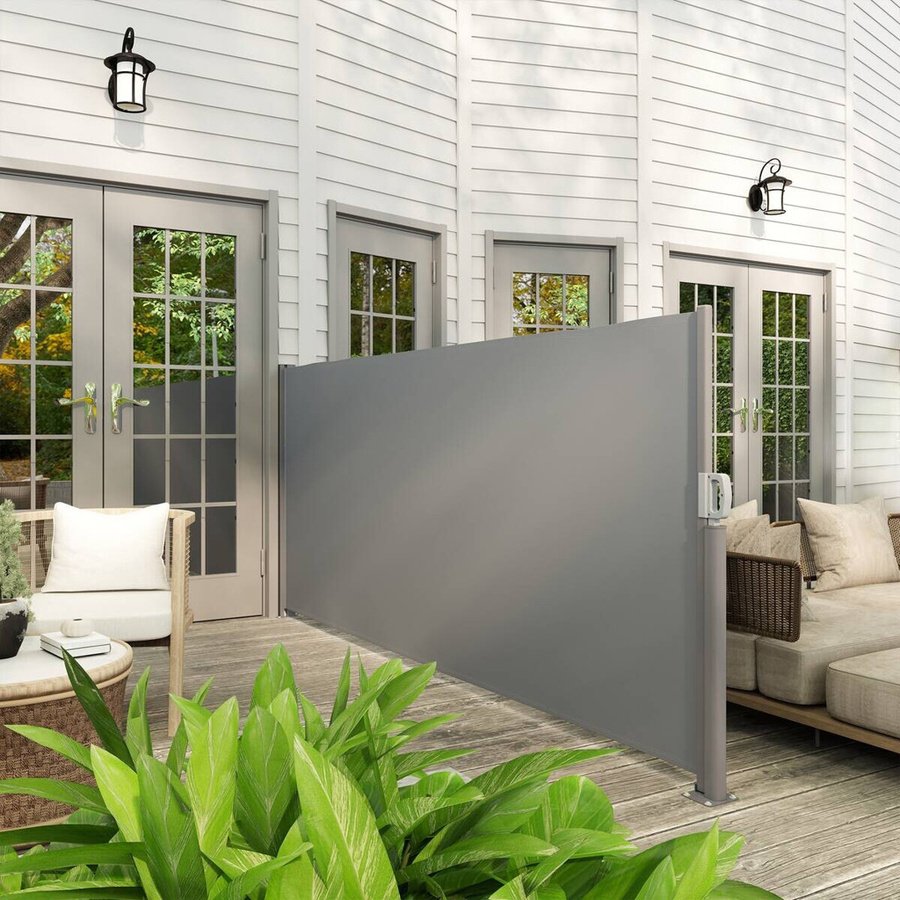 Outsunny Seitenmarkise aus Polyester in Dunkelgrau mit Aluminiumgestell, B/H/L: 100 x 140 x 300 cm - Bild 3