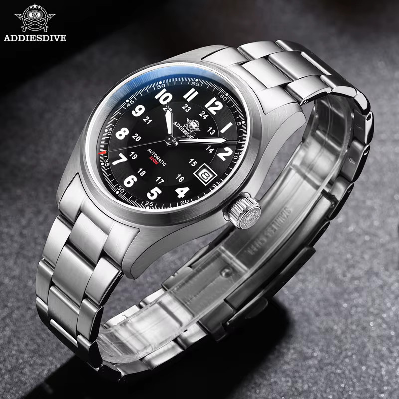 ADDIESDIVE Automatik-Armbanduhr, Edelstahl, Saphirglas, Schwarz, Herren - Bild 3